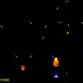 Galaxus screenshot with the player avoiding a fast moving enemy