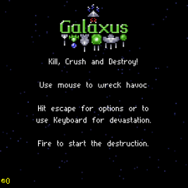 Galaxus screenshot with the title screen