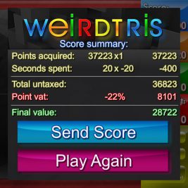 Weirdtris screenshot showing end-game summary