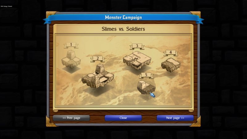 Monstro: Battle Tactics, showing mission selection screen
